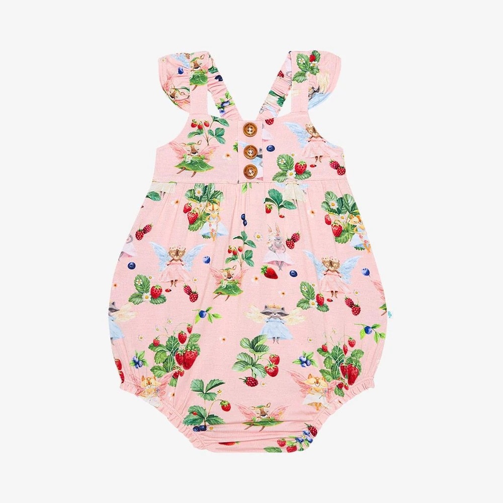 Posh Peanut Annabelle Henley Ruffle Capsleeve Bubble Romper